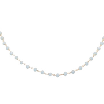 Blue Chalcedony Color Cubic Zirconia Beads Necklace (Silver)