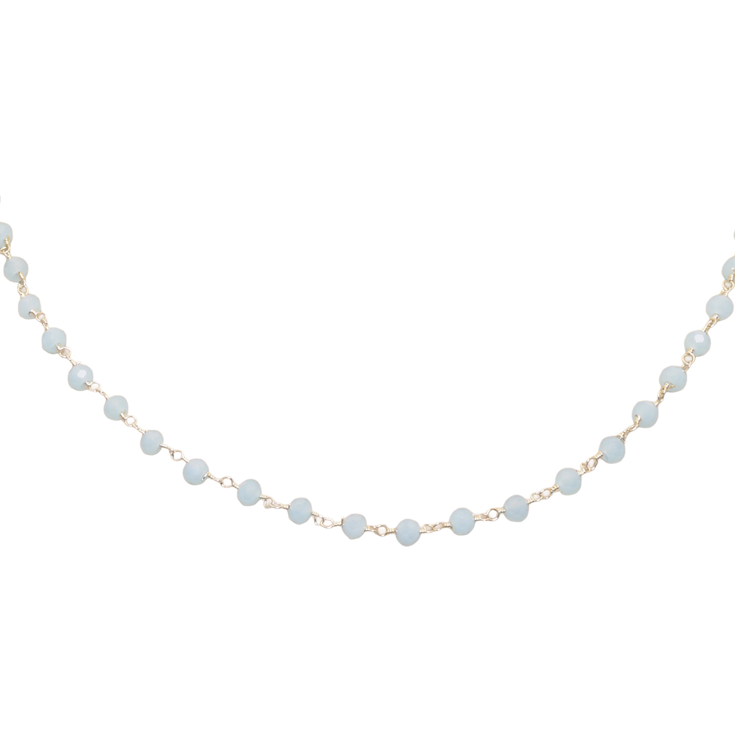 Blue Chalcedony Color Cubic Zirconia Beads Necklace (Silver) - Image 2