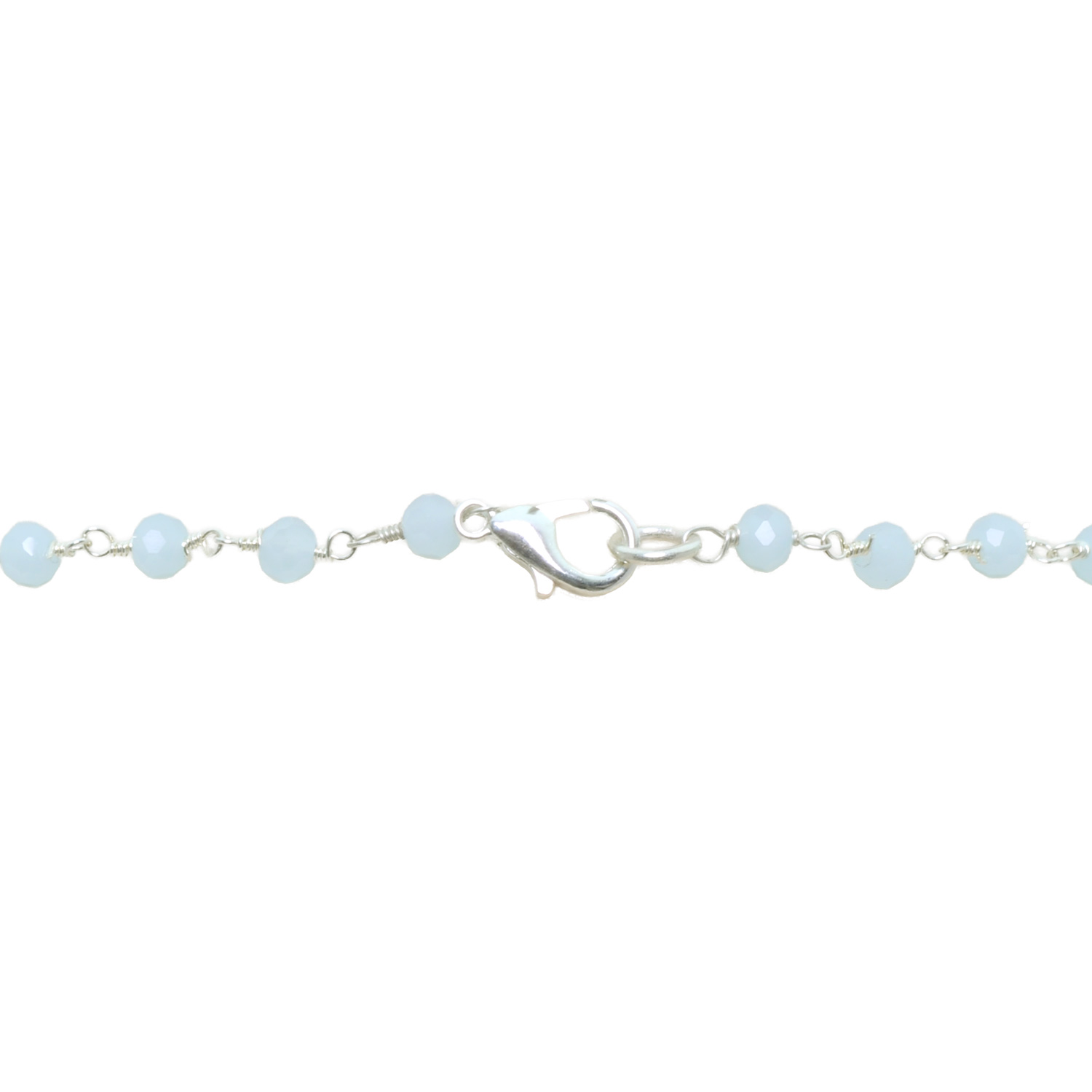 Blue Chalcedony Color Cubic Zirconia Beads Necklace (Silver) - Image 3