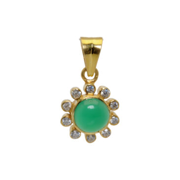 emerald & topaz gemstone studded 925 Sterling Silver Pendant Set