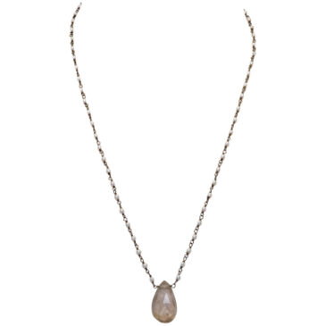 Rutile quatz Gemstone With Pearl Chain Black Rhodium Plating