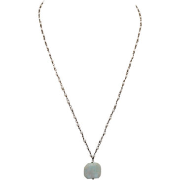 Chrysoprase Gemstone With Pearl Chain Black Rhodium Plating
