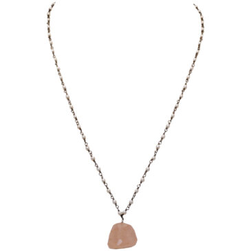 Morganite Gemstone With Pearl Chain Black Rhodium Plating