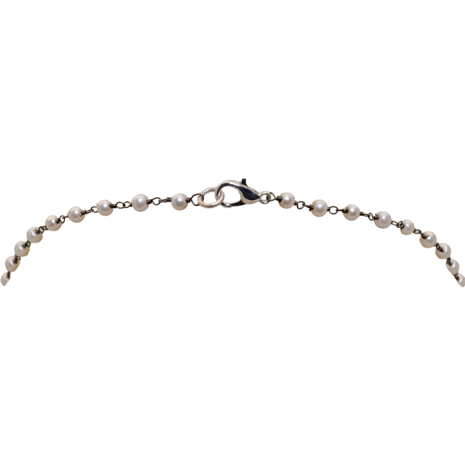 Ruby Gemstone With Pearl Chain Black Rhodium Plating - Image 3