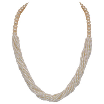 12-Rows Pearl Necklace With Beautiful Earrings For Women