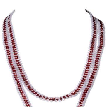 Rose Quartz And Ruby-Colored Zircon Bead Necklace For Women