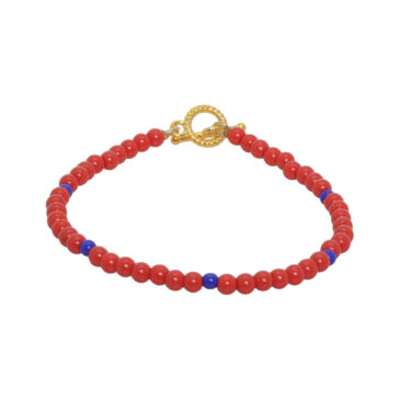 Red Jasper & Lapis Lazuli Zircon Beads Bracelet