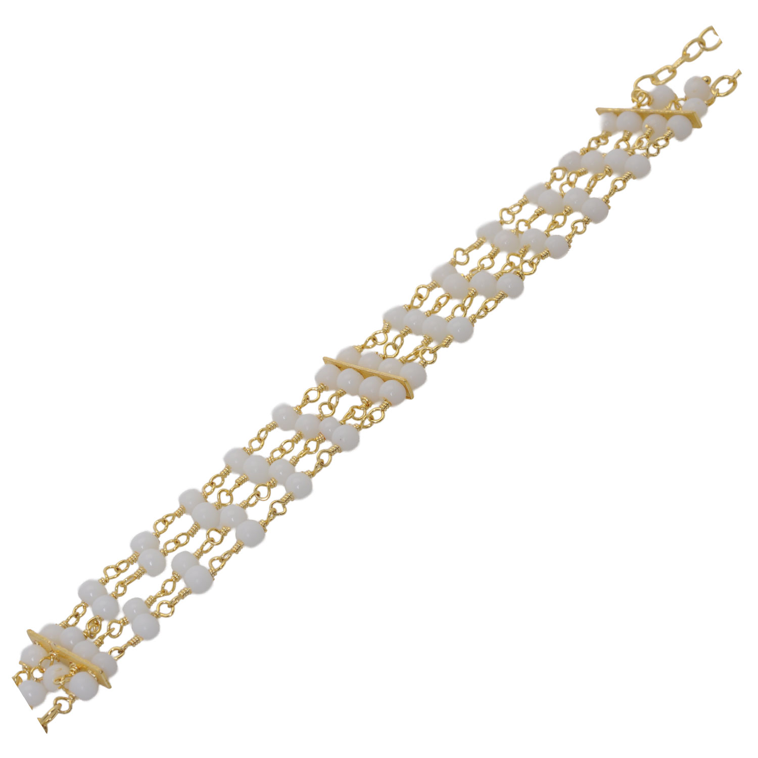 4 Rows Of White Agate Bead Bracelet - Image 4