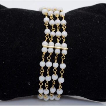 4 Rows Of White Agate Bead Bracelet