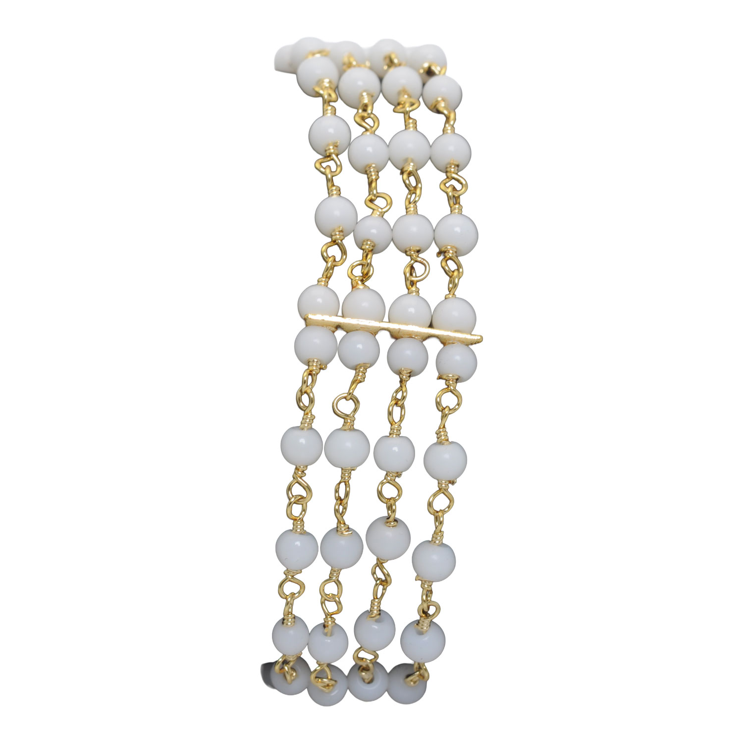 4 Rows Of White Agate Bead Bracelet - Image 3