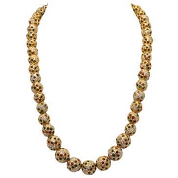Pearl & Multicolor Stone Studded Jadau Balls Necklace