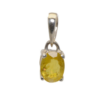 Yellow Sapphire Oval Gemstone studded 925 sterling silver pendant