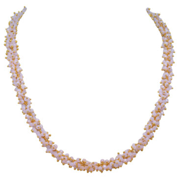 Rose Quartz Color Cubic Zirconia Beads Necklace (Gold Plated)