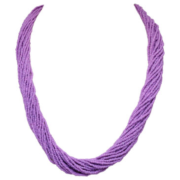 21 Rows Purple Colored Glass Bead Necklace