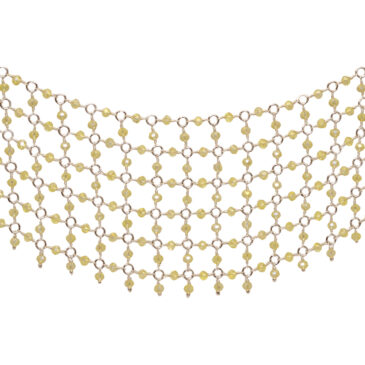 Lemon Topaz Color Cubic Zirconia Beads Necklace (Silver)