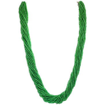 21 Rows Green Color Glass Bead Necklace