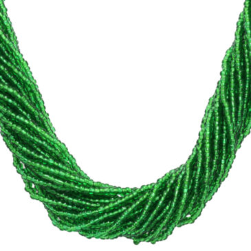 21 Rows Green Color Glass Bead Necklace