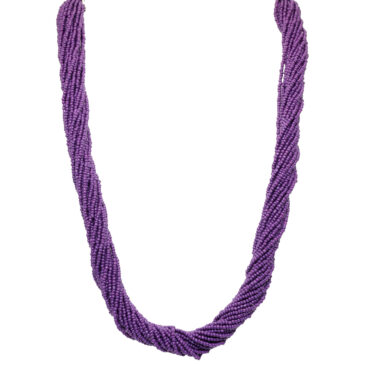 21 Rows Dark Purple Color Glass Bead Necklace
