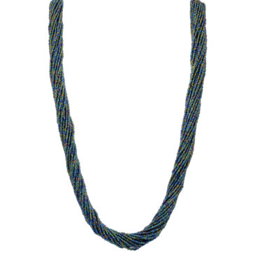 21 Rows Peacock Color Glass Bead Necklace