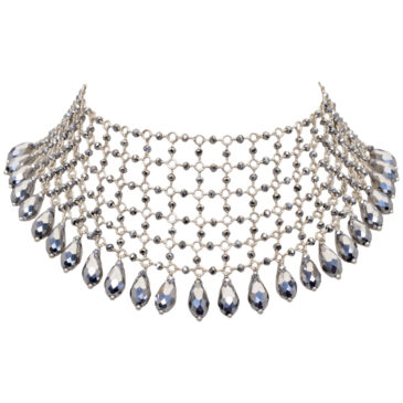 Silver Pyrite Color Cubic Zirconia Beads Necklace (Silver)