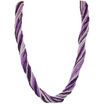 21 Rows White And Purple Color Glass Bead Necklace