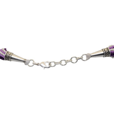 21 Rows White And Purple Color Glass Bead Necklace
