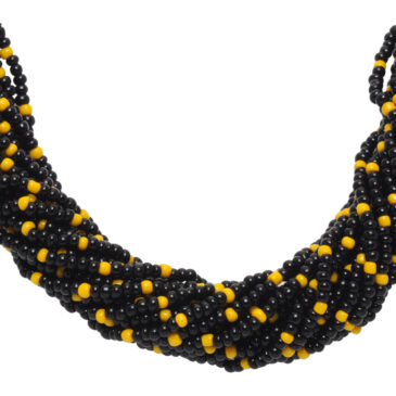 21 Rows Black And Yellow Color Glass Bead Necklace