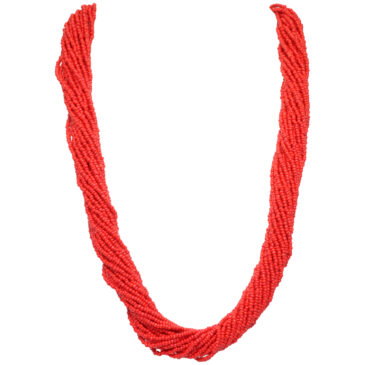 21 Rows Red Color Glass Bead Necklace