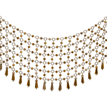 Golden Pyrite Color Cubic Zirconia Beads Necklace (Silver)