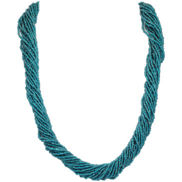 21 Rows Peacock Green Color Glass Bead Necklace