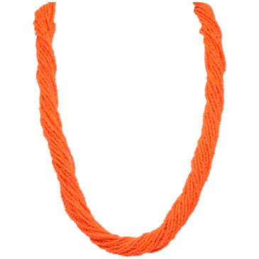 21 Rows Orange Color Glass Bead Necklace