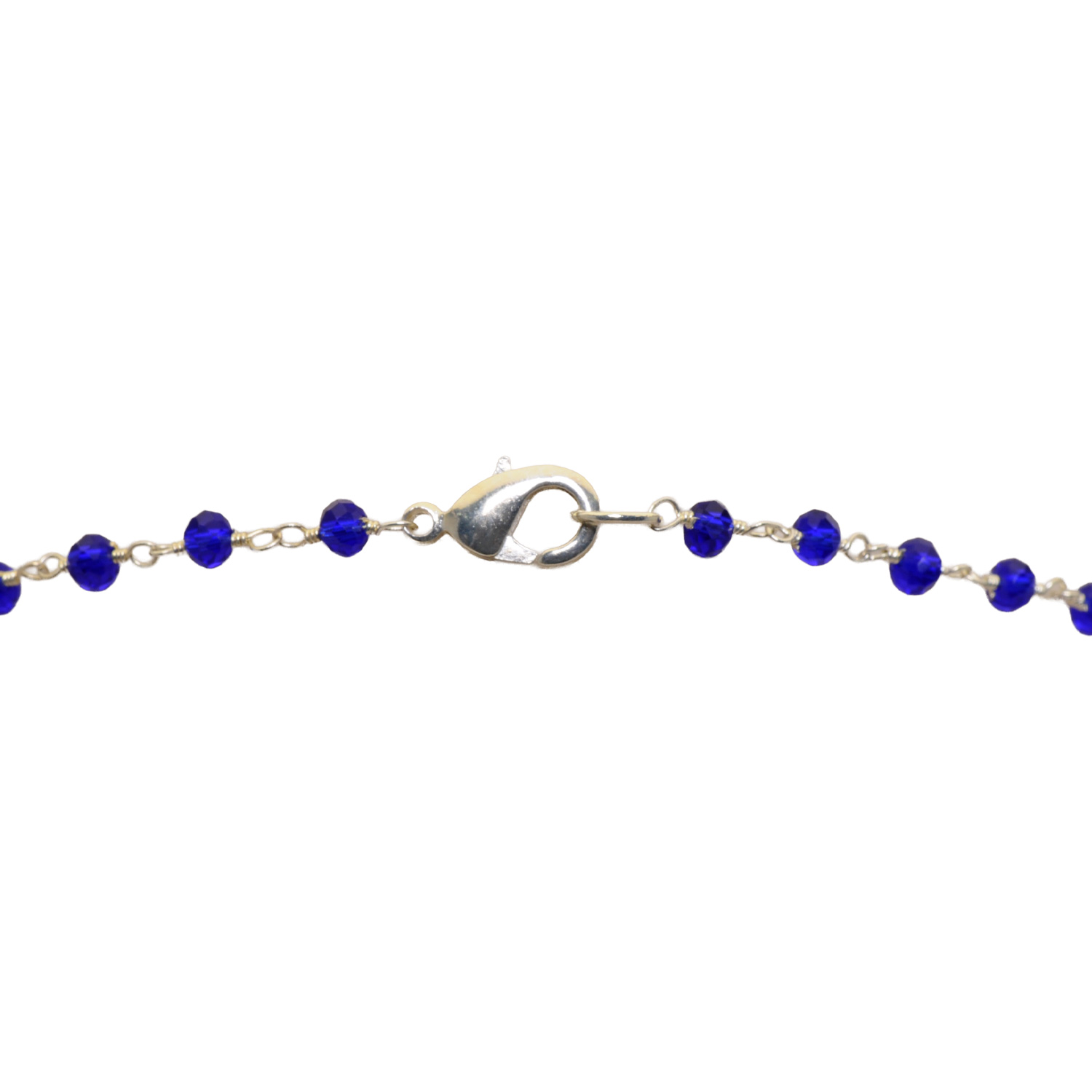Blue Chalcedony & Lapis Lazuli Color Cubic Zirconia Beads Necklace (Silver) - Image 3