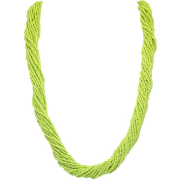 21 Rows Parrot Green Color Glass Bead Necklace