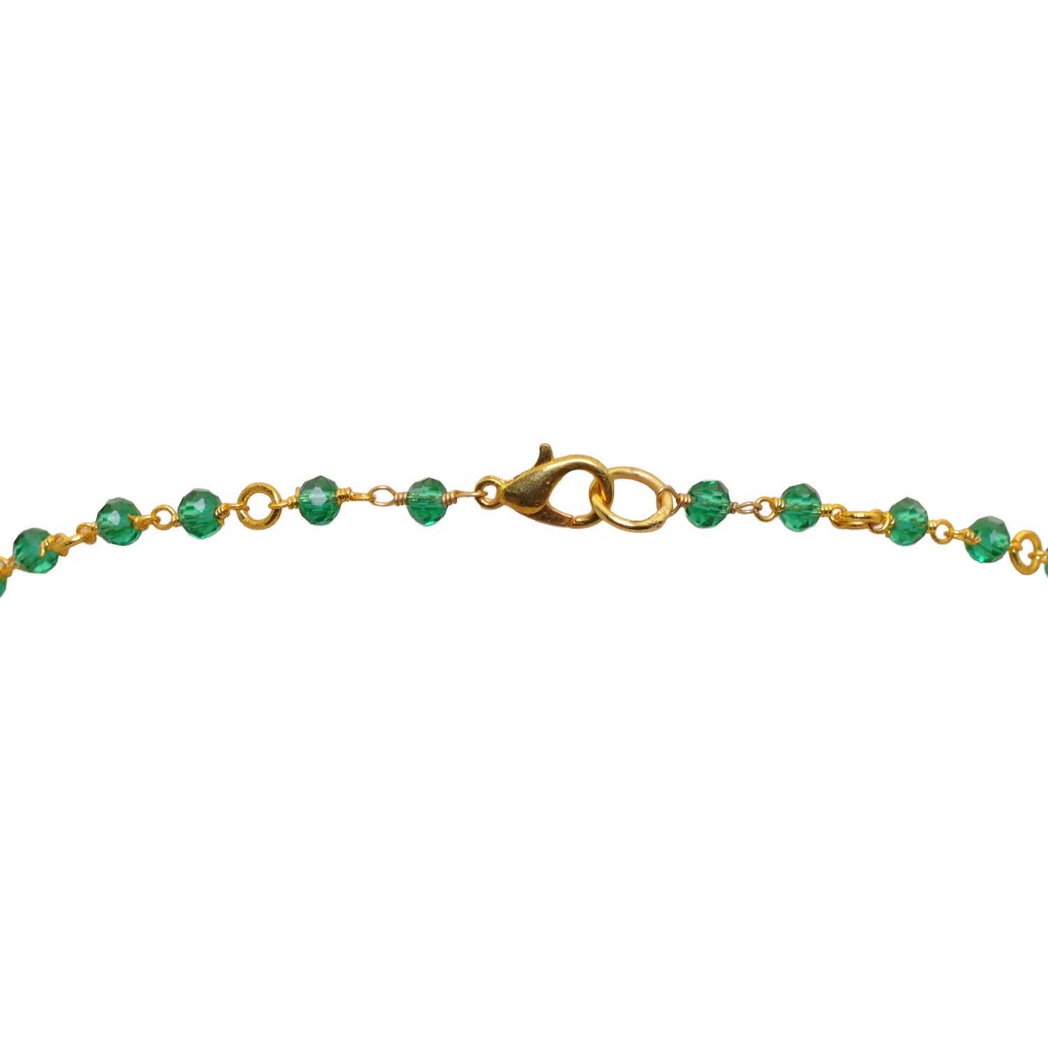 Blue Topaz & Emerald Color Cubic Zirconia Beads Necklace (Gold Plated) - Image 3