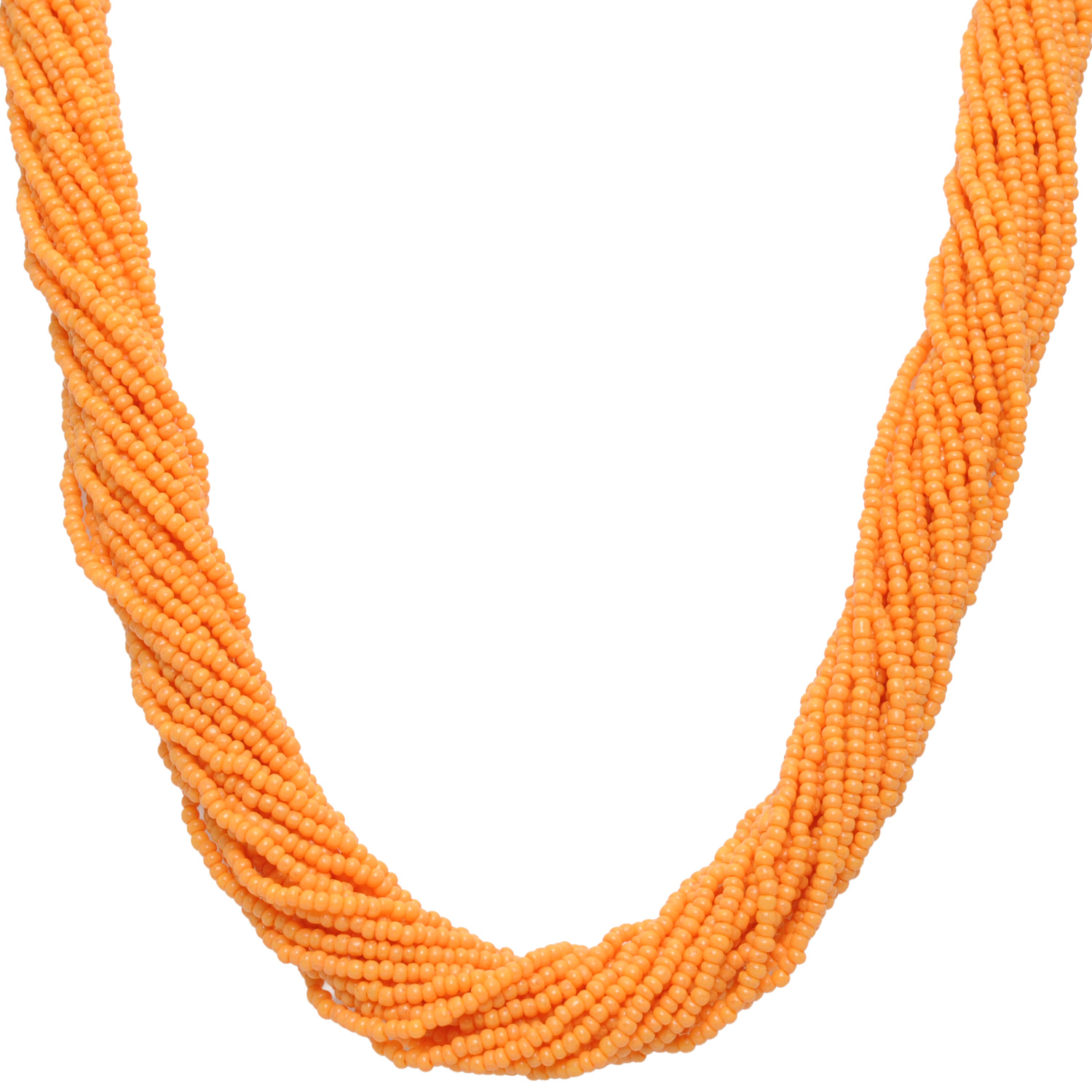 21 Rows Mustard Color Glass Bead Necklace - Image 2