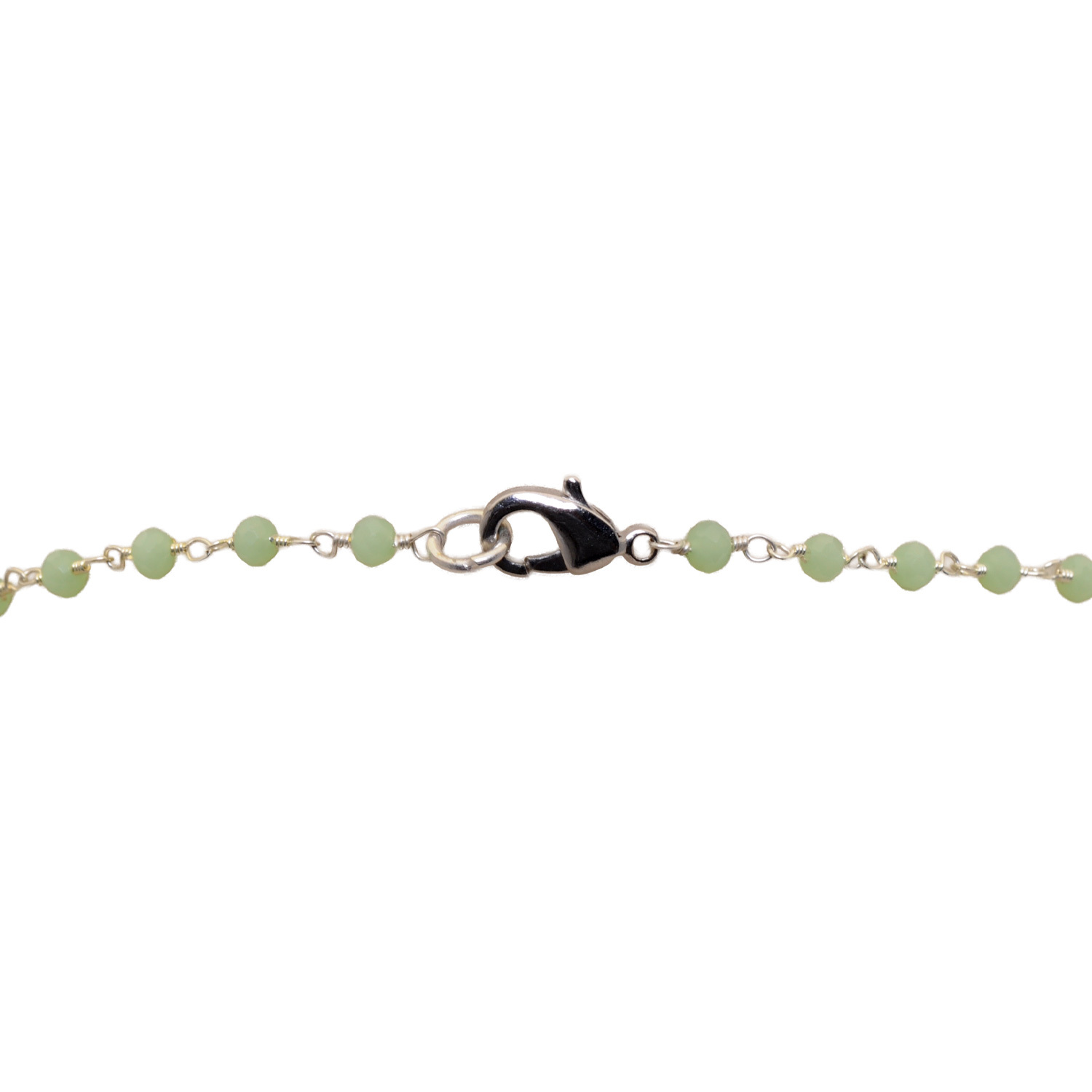 Rose Quartz & Chalcedony Color Cubic Zirconia Beads Necklace (Silver) - Image 3