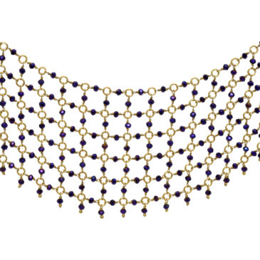 Purple Pyrite Color Cubic Zirconia Beads Necklace (Gold Plated)