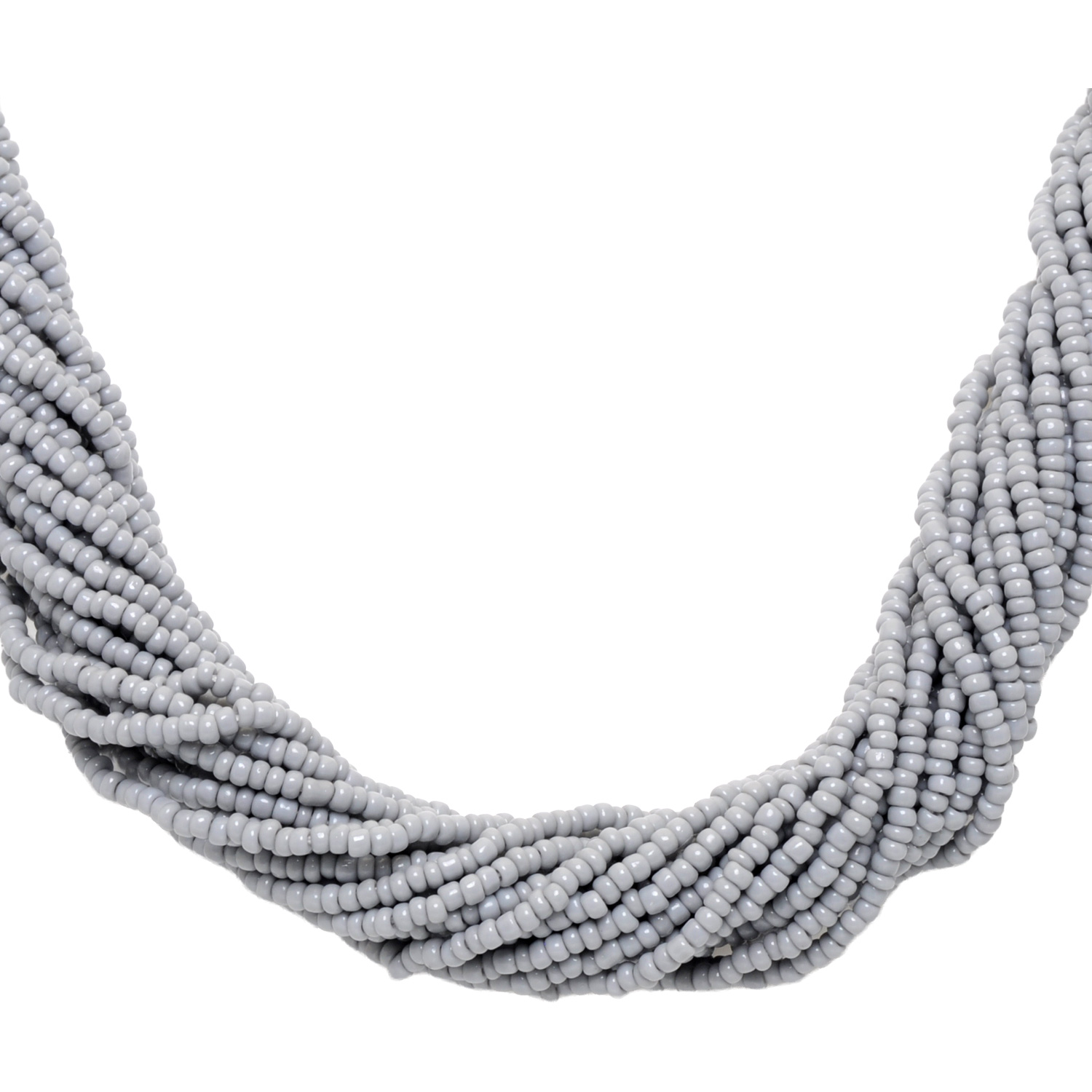 21 Rows Grey Color Glass Bead Necklace - Image 2