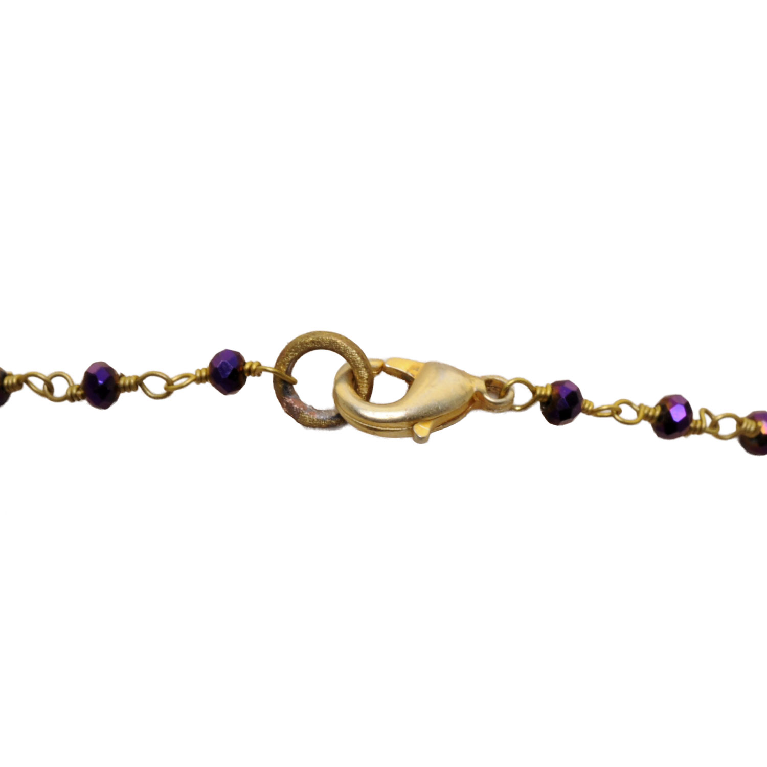 Purple Pyrite Color Cubic Zirconia Beads Necklace (Gold Plated) - Image 3