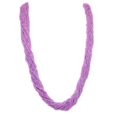 21 Rows Pink And Purple Color Glass Bead Necklace