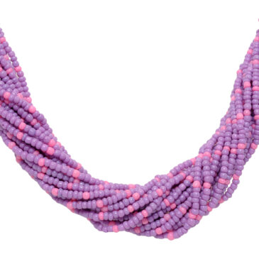 21 Rows Pink And Purple Color Glass Bead Necklace