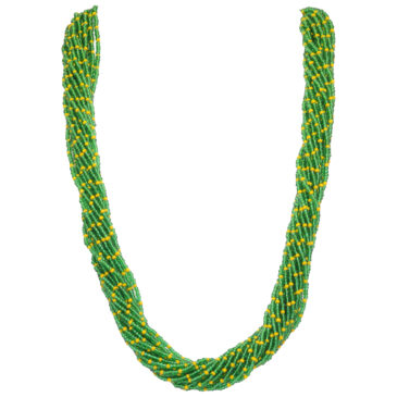 21 Rows Green And Yellow Color Glass Bead Necklace