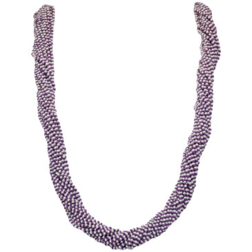 21 Rows White And Purple Color Glass Bead Necklace
