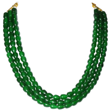 Gehna Jaipur 3 Rows Green Color Glass Bead Necklace For Girls & Women CN-1210