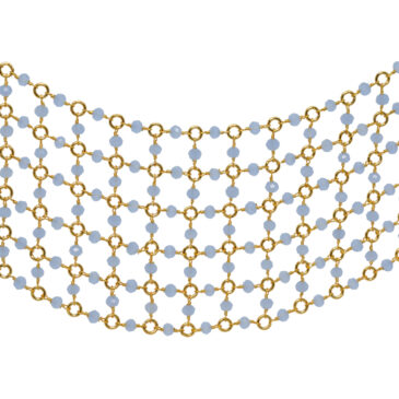 Blue Chalcedony Color Cubic Zirconia Beads Necklace (Gold Plated)