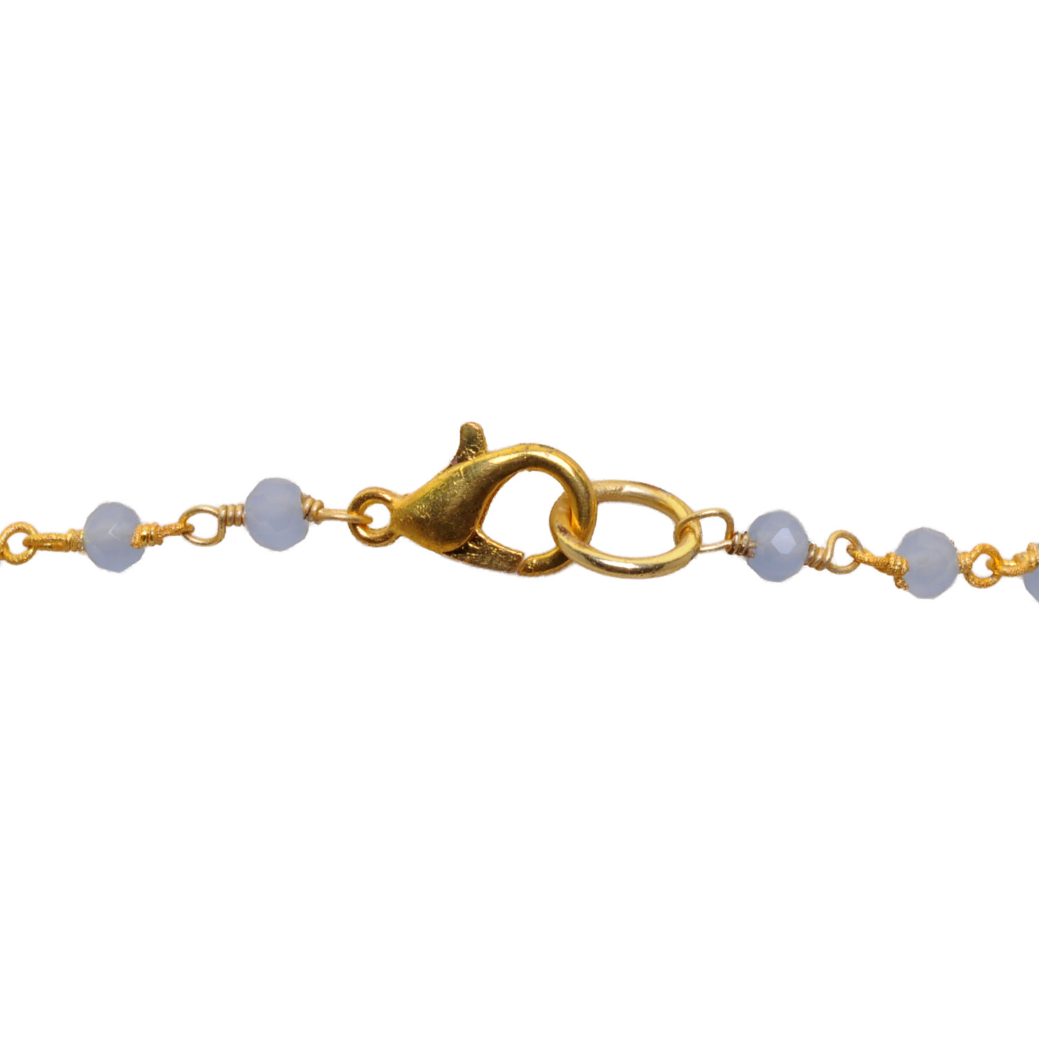 Blue Chalcedony Color Cubic Zirconia Beads Necklace (Gold Plated) - Image 3