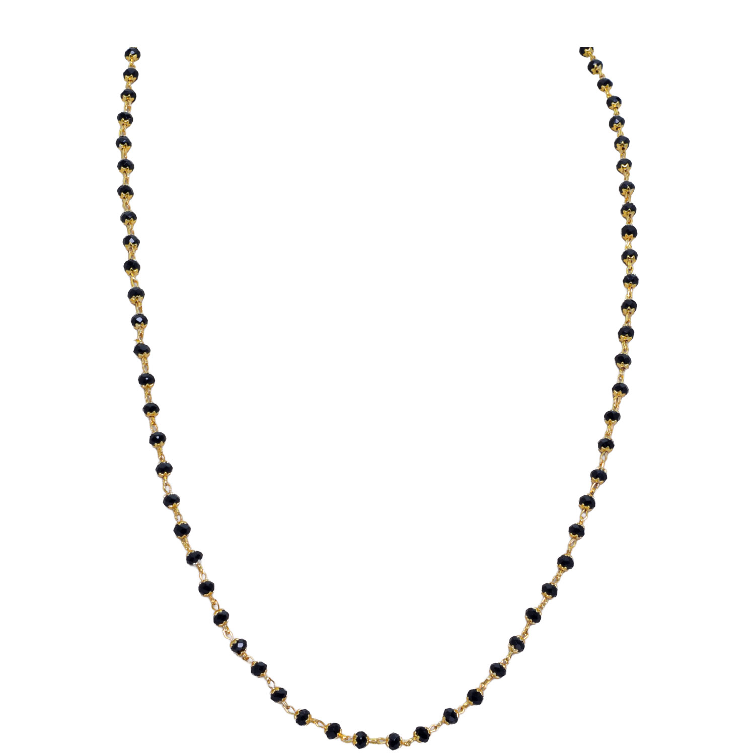 Black onyx Color Cubic Zirconia Beads Necklace (Gold Plated)