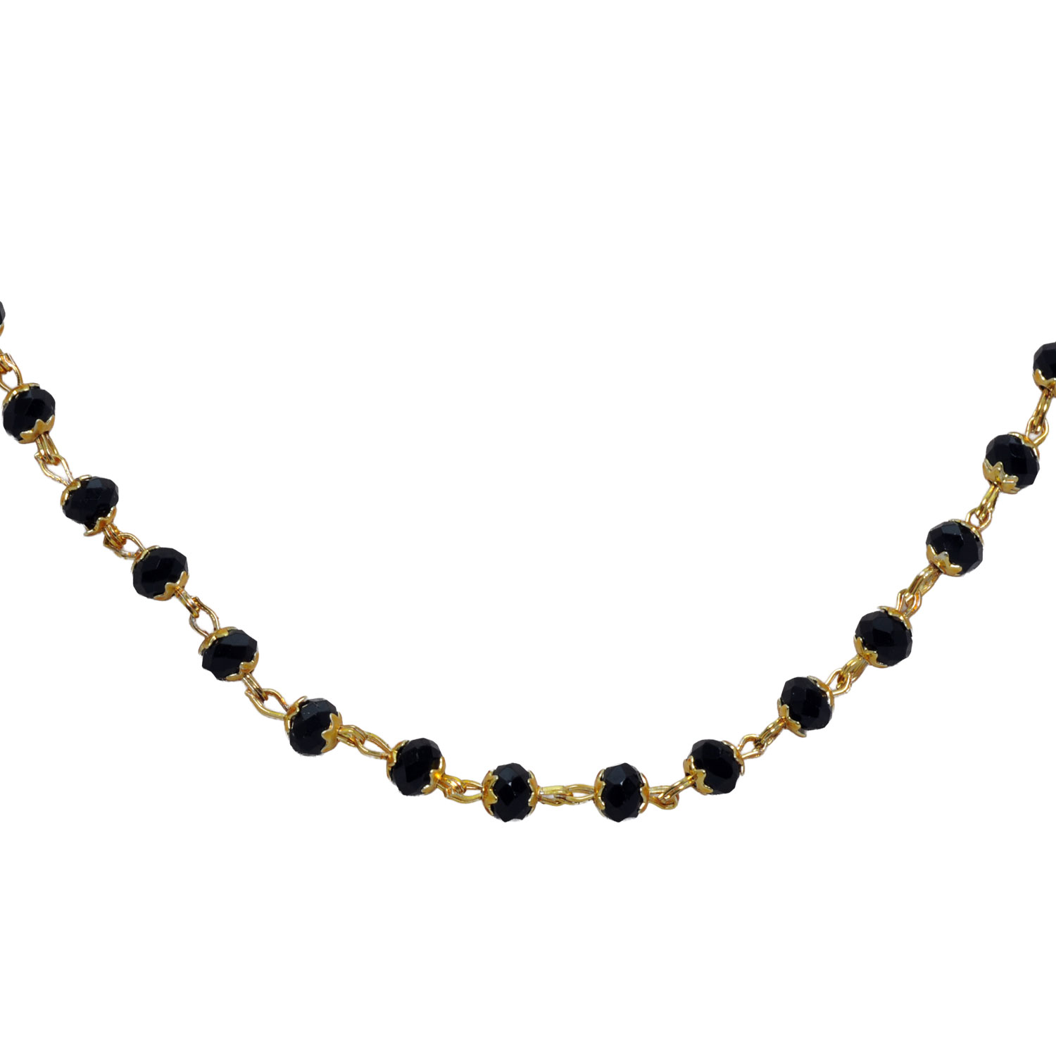 Black onyx Color Cubic Zirconia Beads Necklace (Gold Plated) - Image 6