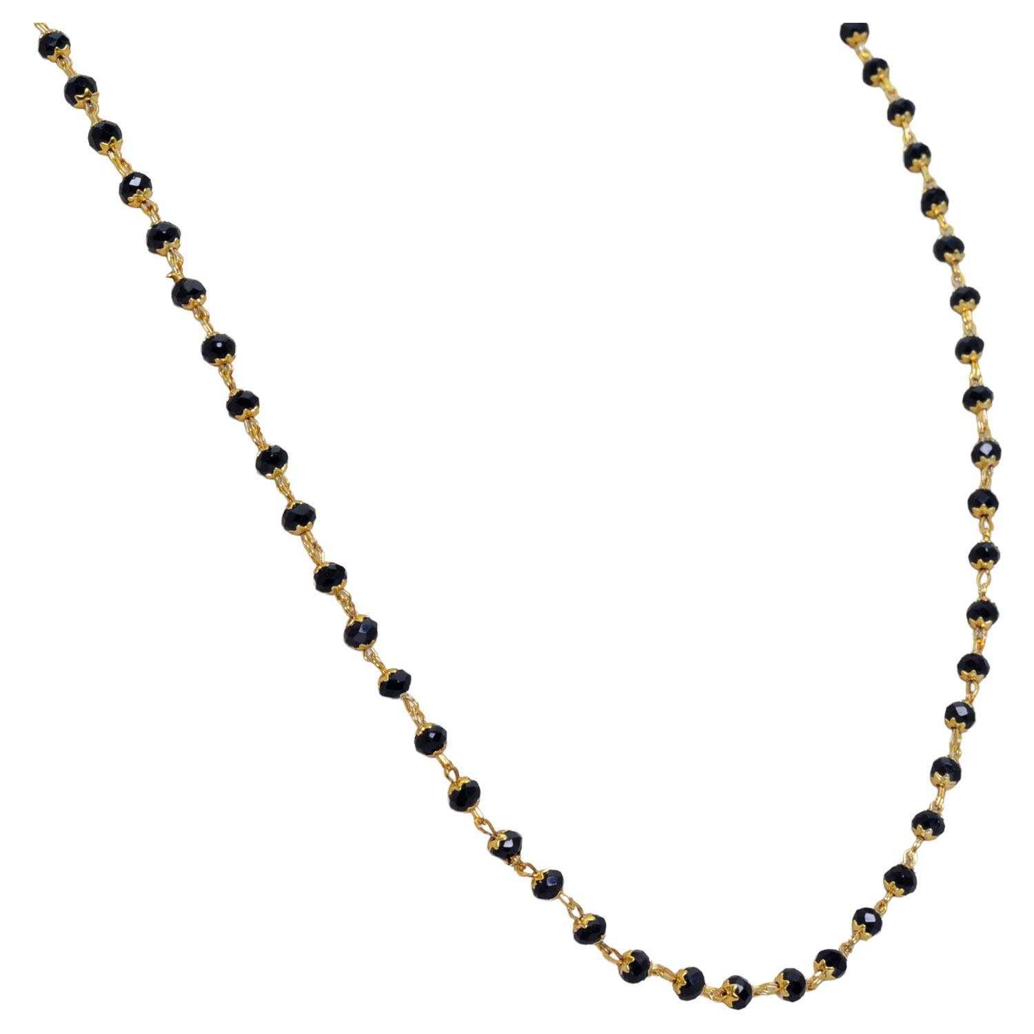 Black onyx Color Cubic Zirconia Beads Necklace (Gold Plated) - Image 5