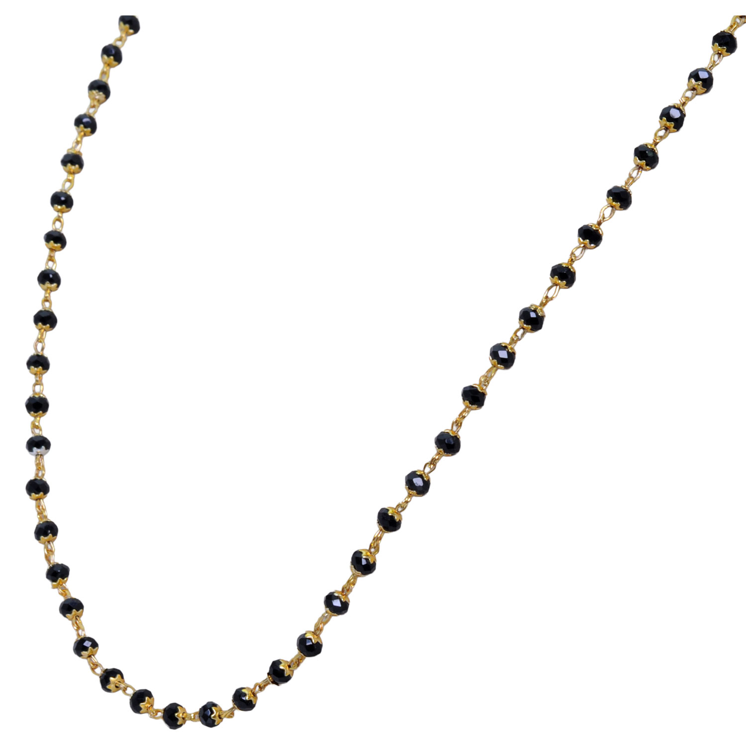 Black onyx Color Cubic Zirconia Beads Necklace (Gold Plated) - Image 4